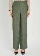 Emporio Armani Crinkled Straight-leg Trousers Olive