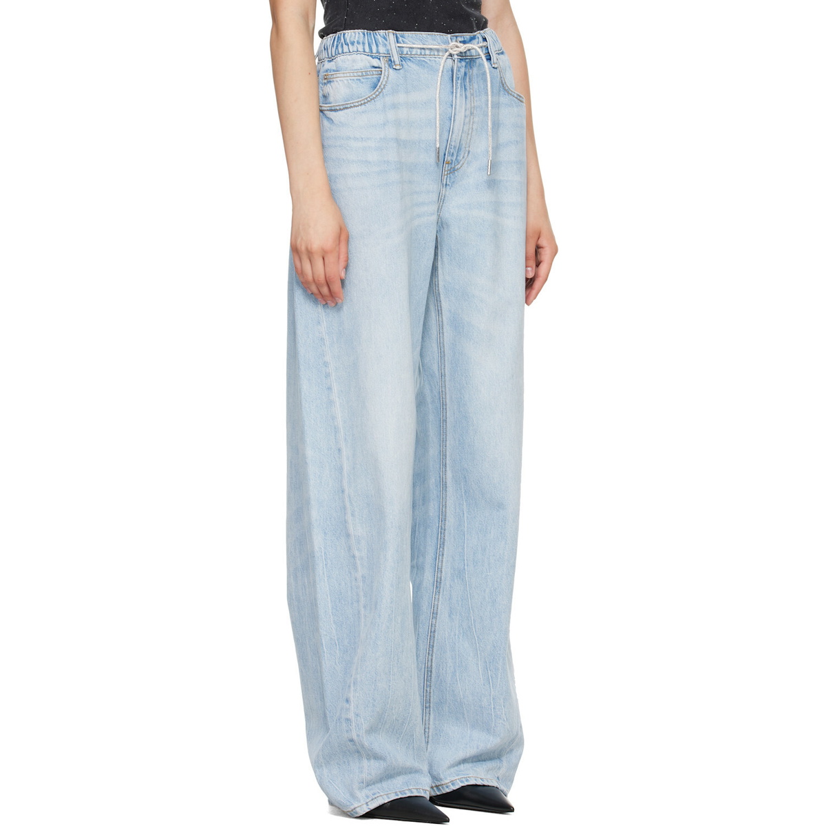 Alexander Wang Blue Balloon Jogger Rhinestone Drawcord Jeans