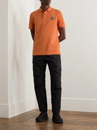 Stone Island - Logo-Appliquéd Stretch-Cotton Piqué Polo Shirt - Orange