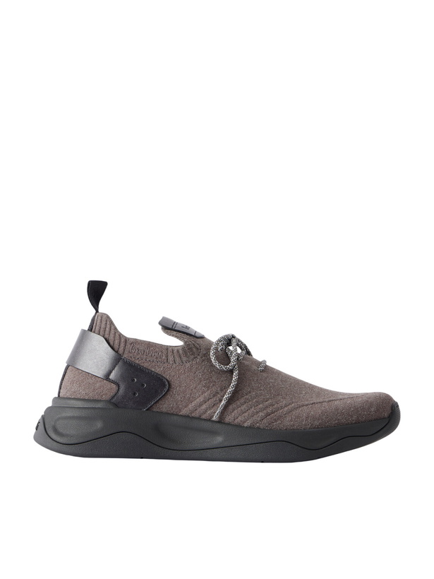 Photo: Berluti - Shadow Leather-Trimmed Mesh Sneakers - Gray