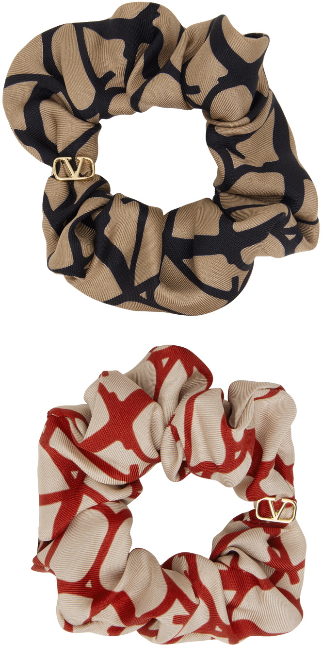 Valentino Scrunchie NEW Valentino Garavani Toile Iconographe Scrunchies Set in Silk  main image 3