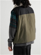 Sacai - Faux Shearling-Trimmed Layered Wool-Blend and Shell Bomber Jacket - Green