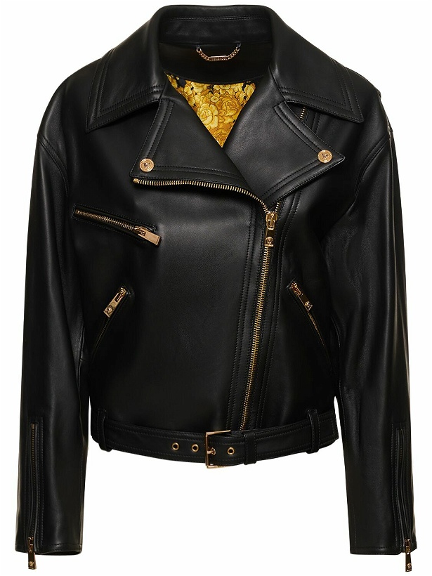 Photo: VERSACE - Leather Plongé Biker Jacket
