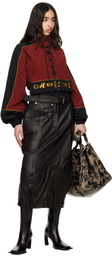 Martine Rose Black Biker Leather Midi Skirt