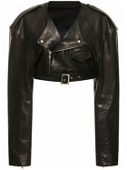 RICK OWENS Cropped Leather Biker Jacket