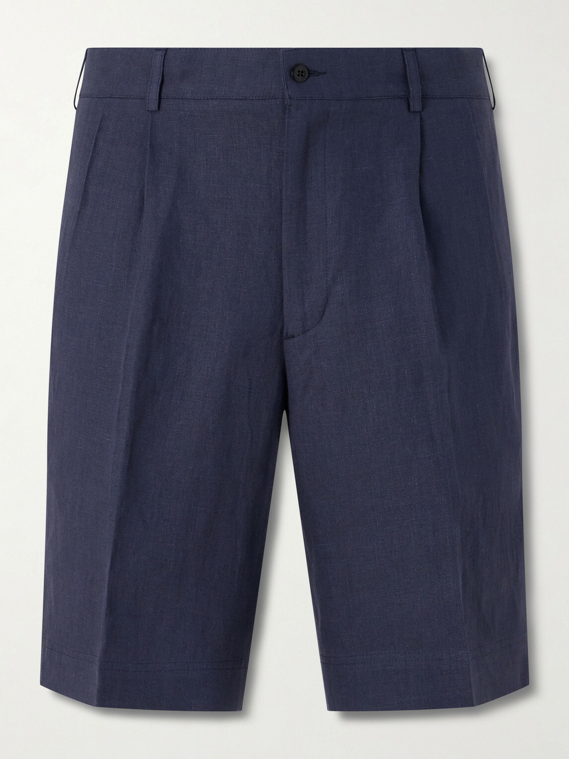 Rubinacci - Straight-Leg Pleated Linen Shorts - Blue