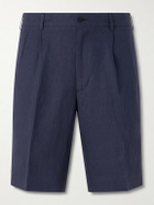 Rubinacci - Straight-Leg Pleated Linen Shorts - Blue