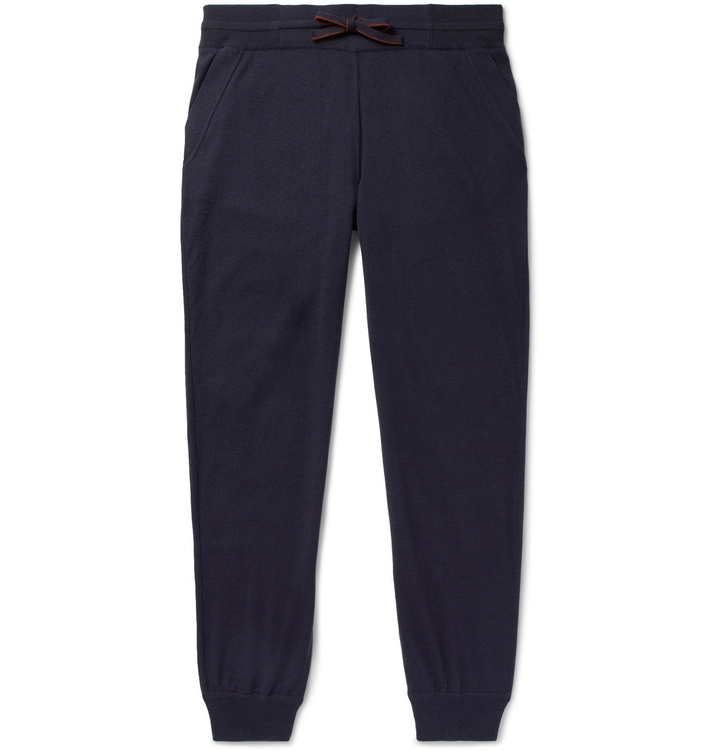 Photo: Loro Piana - Portland Tapered Mélange Cashmere and Silk-Blend Sweatpants - Blue