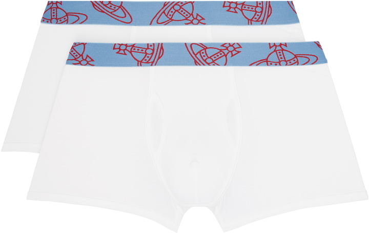 Photo: Vivienne Westwood Two-Pack White & Blue Band Boxer Briefs