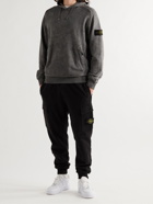 Stone Island - Tapered Logo-Appliquéd Garment-Dyed Fleece-Back Cotton-Jersey Sweatpants - Black