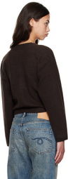 R13 Brown Twisted Front Ribbed Cardigan