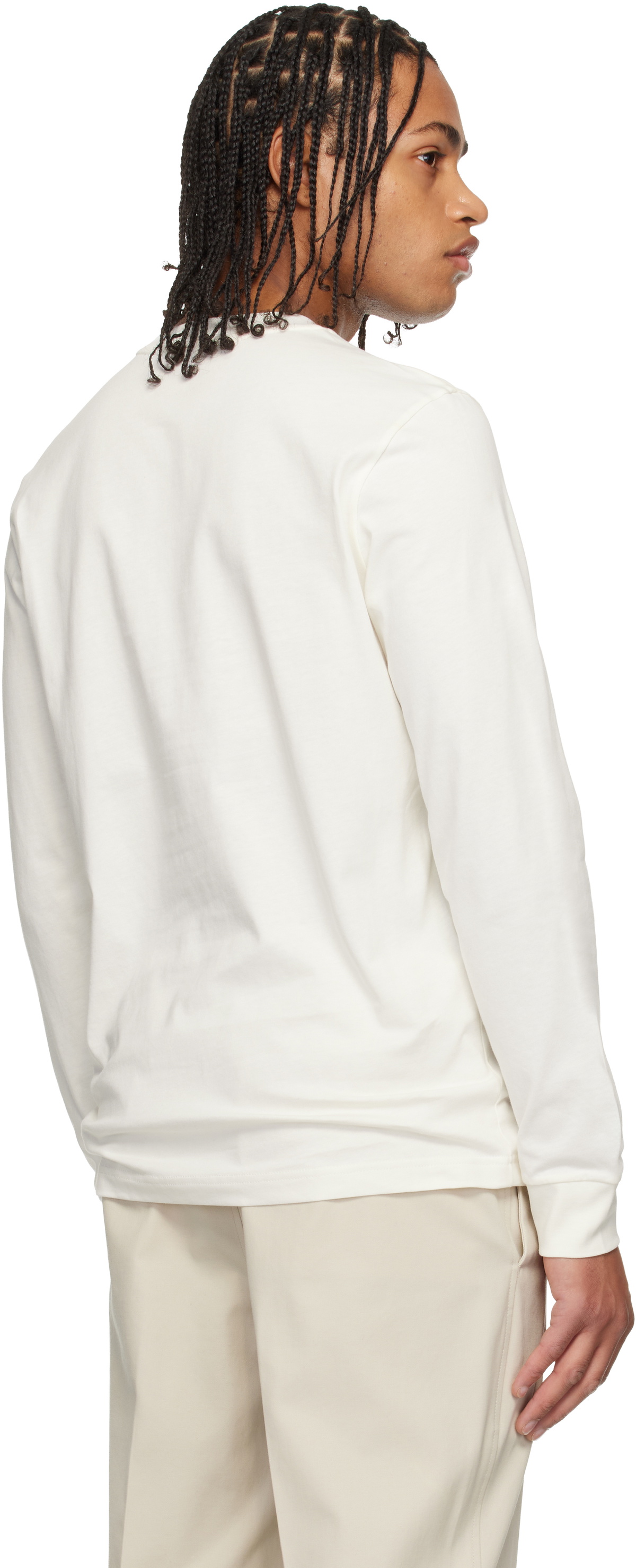 Moncler Off-White Leather Logo Long Sleeve T-shirt