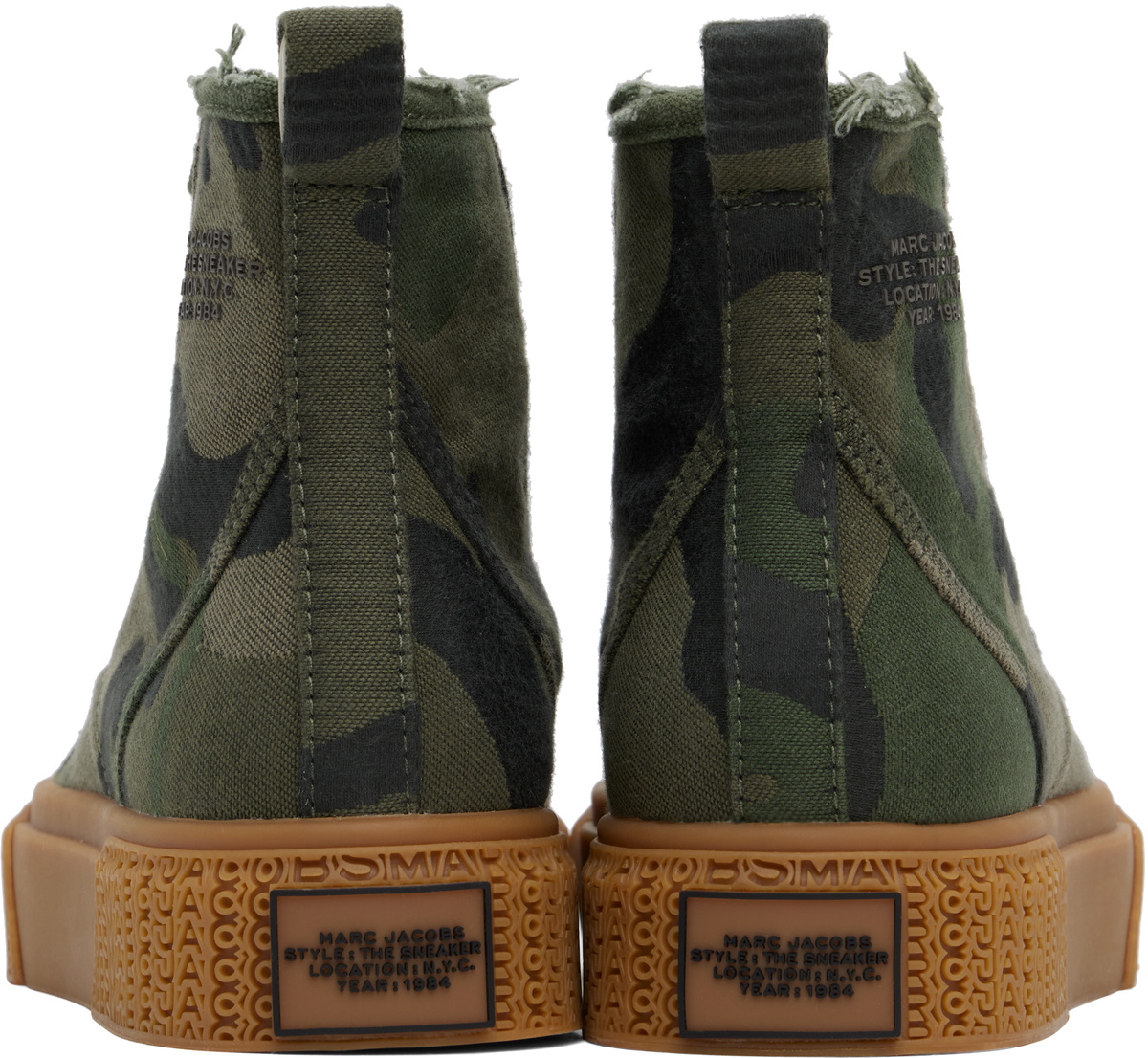 MARC JACOBS カーキ The Camo Jacquard ハイカットスニーカー Marc Jacobs Khaki 'The Camo Jacquard' High Top Sneakers Marc