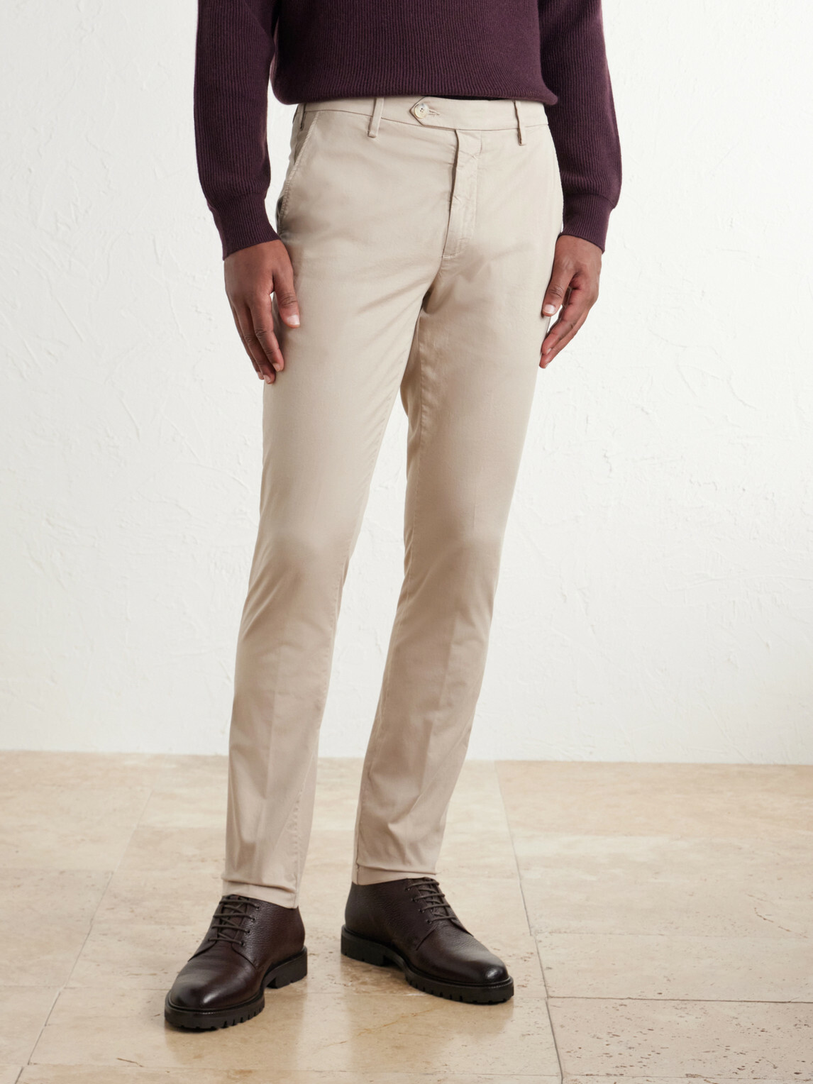 Canali - Tapered Stretch Cotton-Twill Trousers - Neutrals