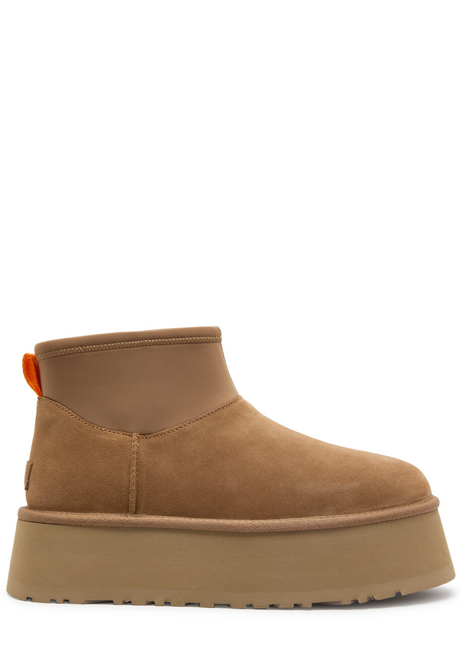 Ugg Classic Mini Dipper Suede Flatform Ankle Boots Beige Ugg