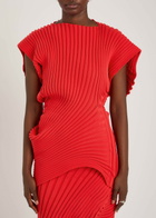 Issey Miyake Asymmetric Ribbed-knit top Red