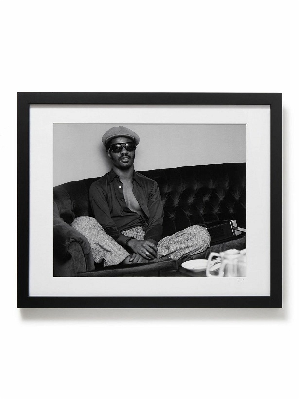 Photo: Sonic Editions - Framed 1973 Stevie Relaxing Print, 16&quot; x 20&quot;