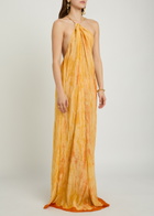 Delos Amaya Printed Cotton and Silk-blend Maxi Dress Yellow