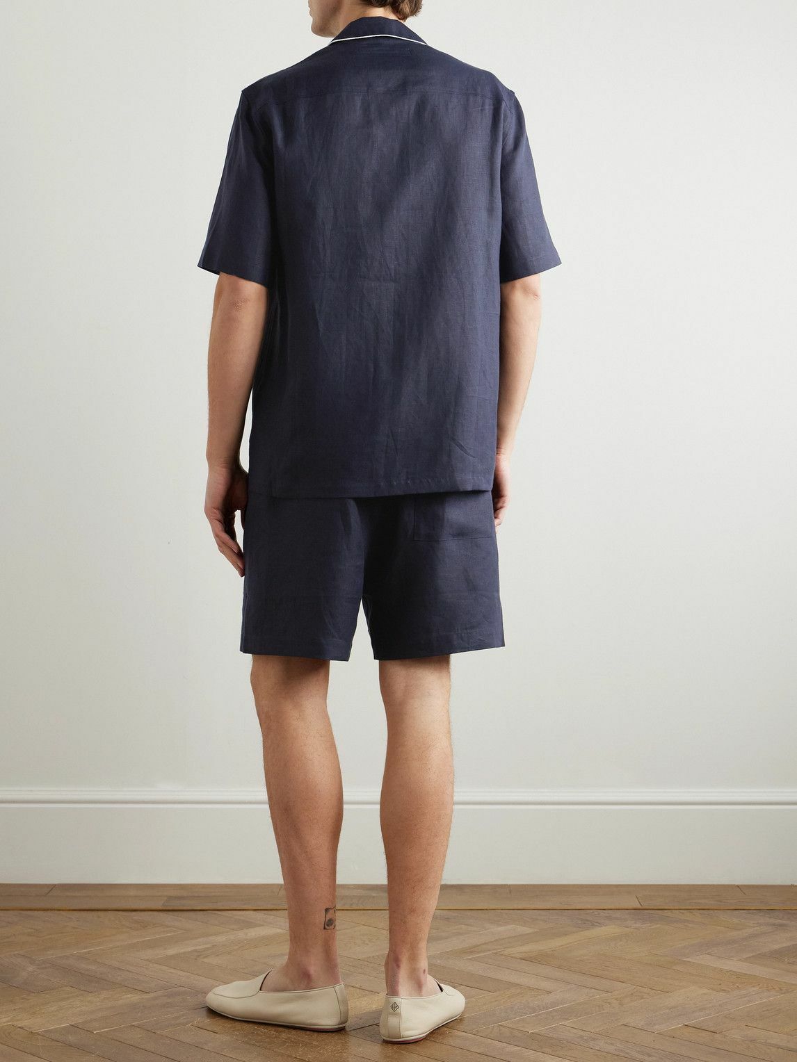 Zegna - Camp-Collar Oasi Linen Pyjama Set - Blue