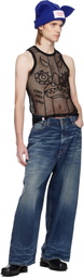 Charles Jeffrey LOVERBOY Black Graphic Net Tank Top