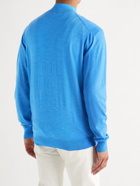 PETER MILLAR - Excursionist Contrast-Trimmed Merino Wool-Blend Half-Zip Sweater - Blue