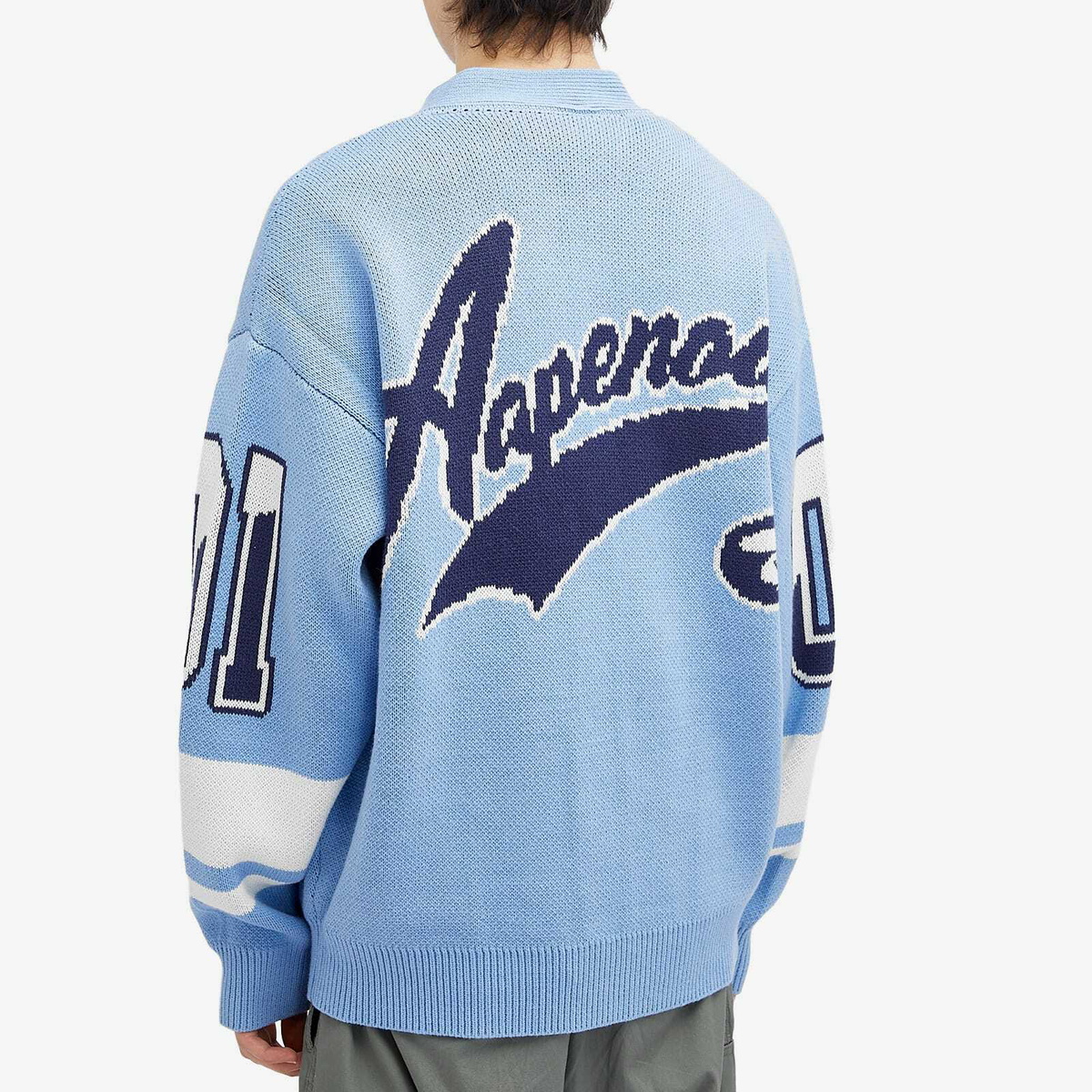 Men's AAPE Varsity Cardigan in Heather Blue AAPE by A Bathing Ape