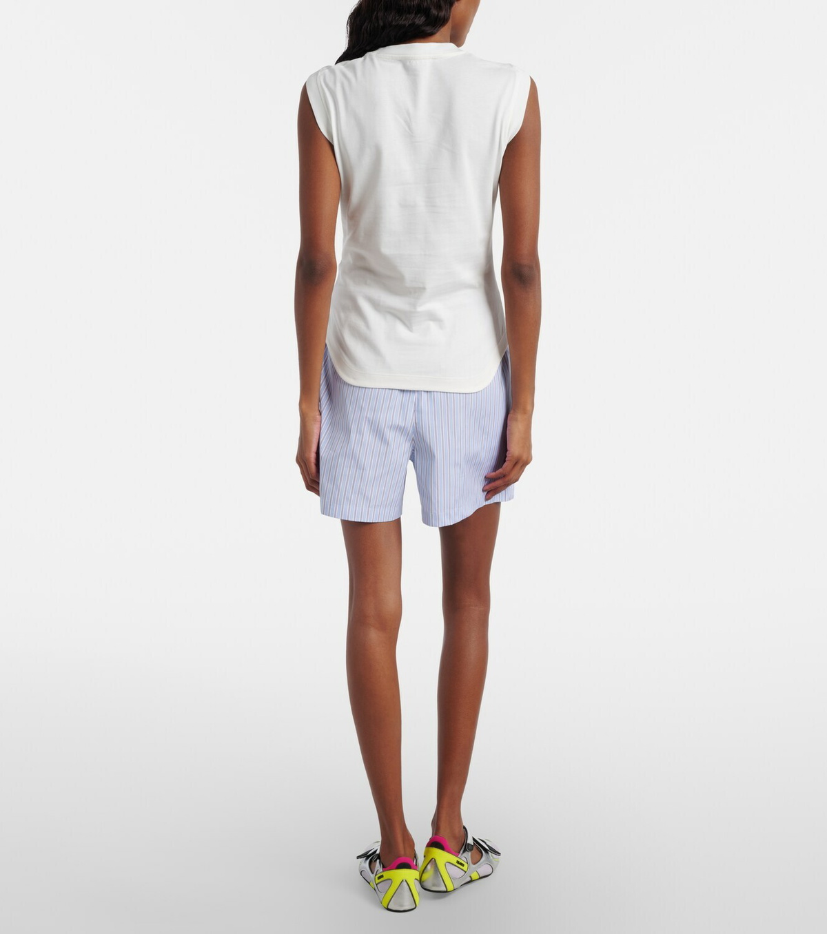 The Attico Striped cotton shorts
