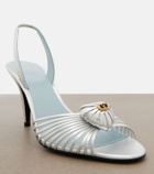 Valentino Garavani Cœur Royal metallic leather slingback sandals