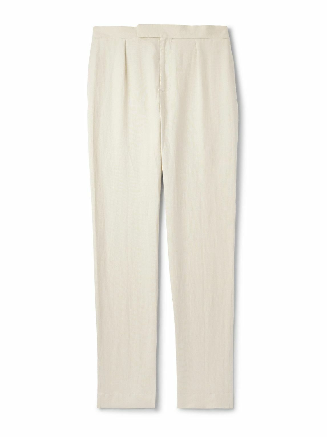 Ralph Lauren Purple label - Davis Straight-Leg Silk and Linen-Blend Trousers - Neutrals