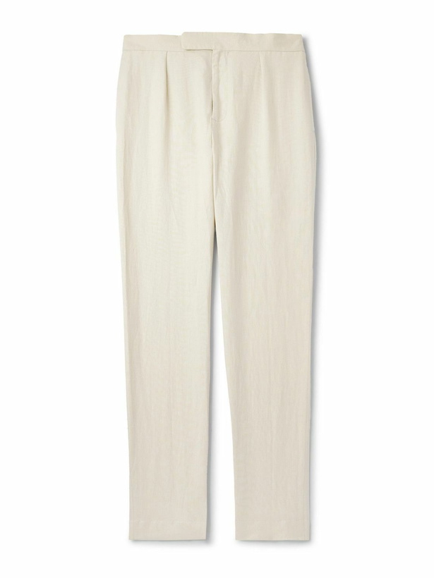 Photo: Ralph Lauren Purple label - Davis Straight-Leg Silk and Linen-Blend Trousers - Neutrals