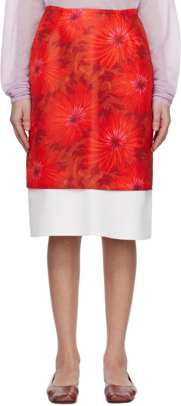 Photo: Wales Bonner Red & Off-White Triumph Midi Skirt