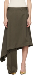 Bottega Veneta Khaki Wool Subtle Stripe Skirt Trousers
