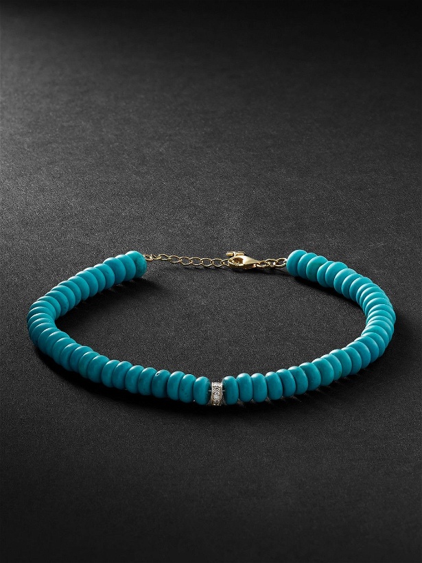 Photo: Mateo - Gold, Turquoise and Diamond Beaded Bracelet