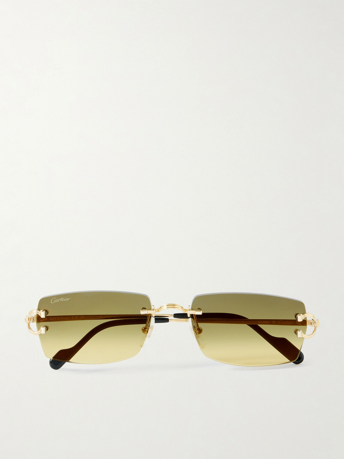 Cartier Eyewear - Signature Square-Frame Rimless Gold-Tone Sunglasses ...