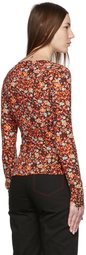 Victoria Beckham Brown Floral Cut-Out Blouse