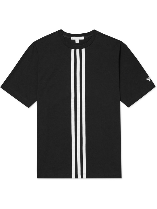 Photo: Y-3 - CH1 Striped Cotton-Jersey T-Shirt - Black