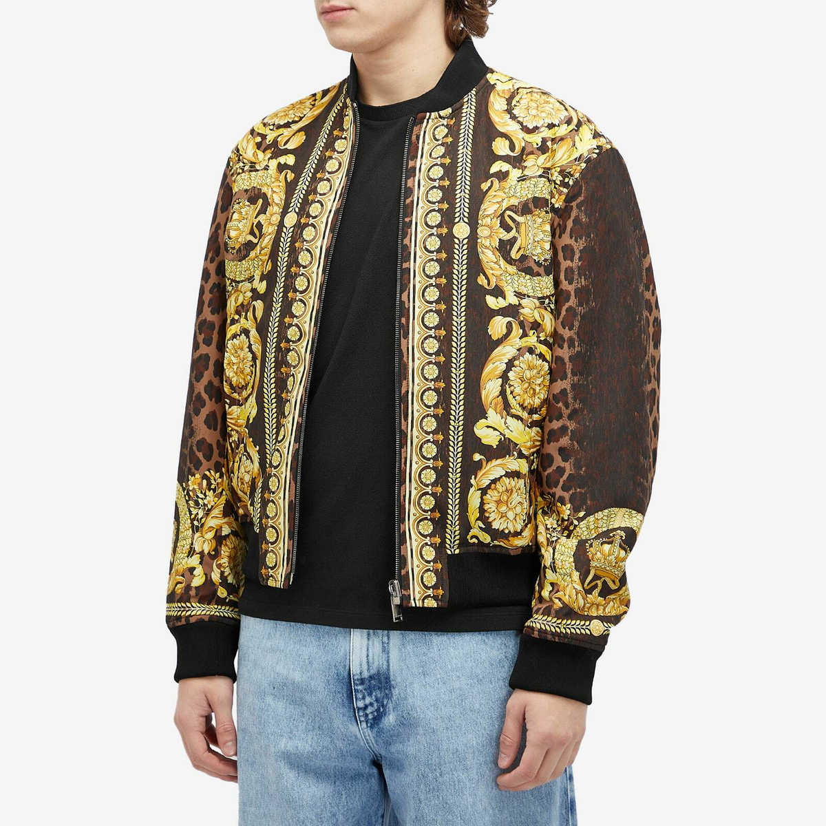 Versace Men's Wild Barocco Print Reversible Jacket in Chestnut