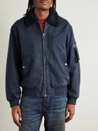 Rag & Bone - Fleece-Trimmed Denim Bomber Jacket - Gray