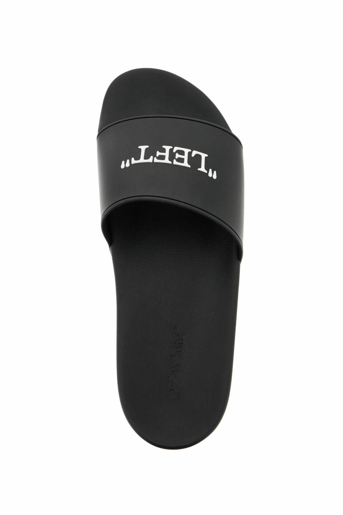 Off-White Logo Typographic Flip Flops in Black Rubber display picture 2