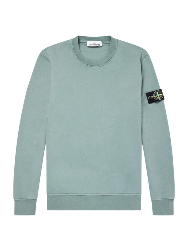 Photo: Stone Island - Garment-Dyed Cotton-Fleece Sweatshirt - Green