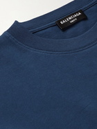 Balenciaga - Appliquéd Cotton-Jersey T-Shirt - Blue