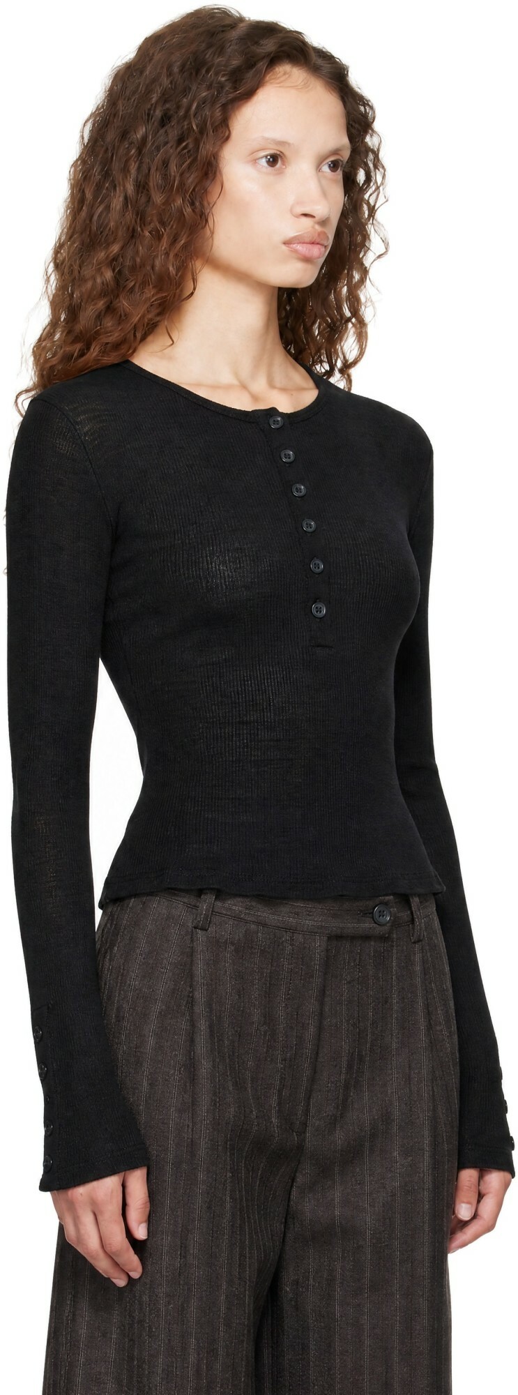 mfpen Black Long Sleeve Henley