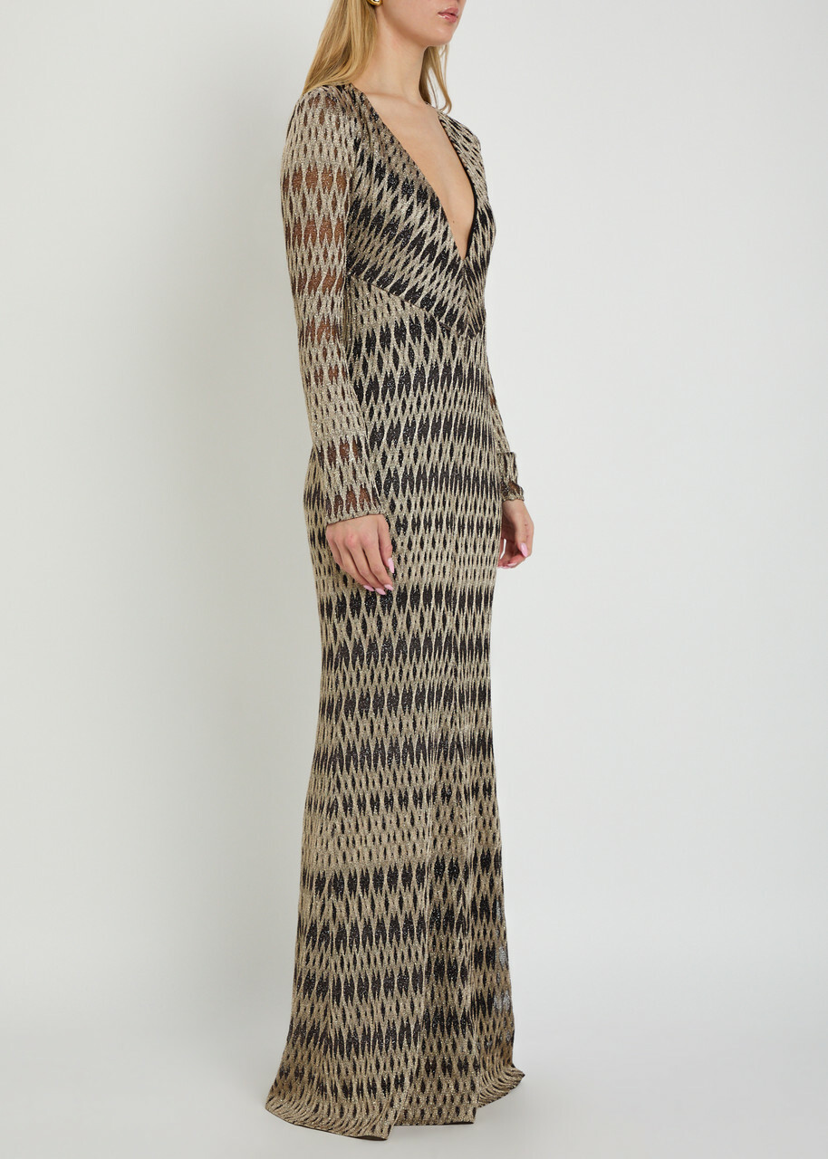 Missoni Patterned Fine-knit Maxi Dress Beige
