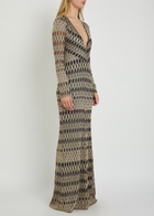 Missoni Patterned Fine-knit Maxi Dress Beige