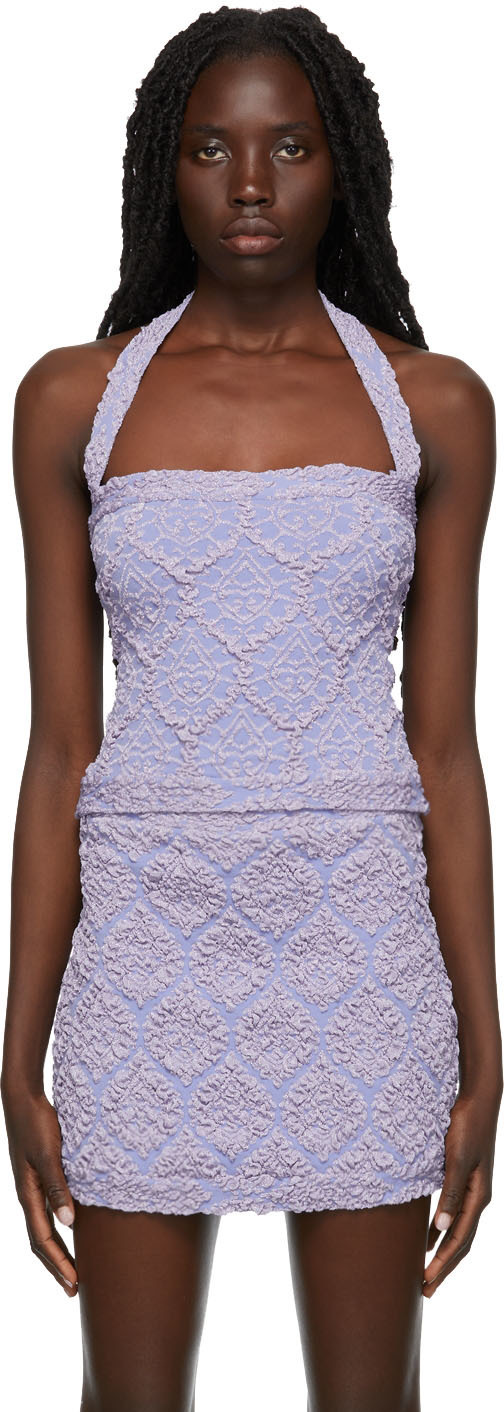 Gauntlett Cheng SSENSE Exclusive Purple Knit Bandage Tank Top