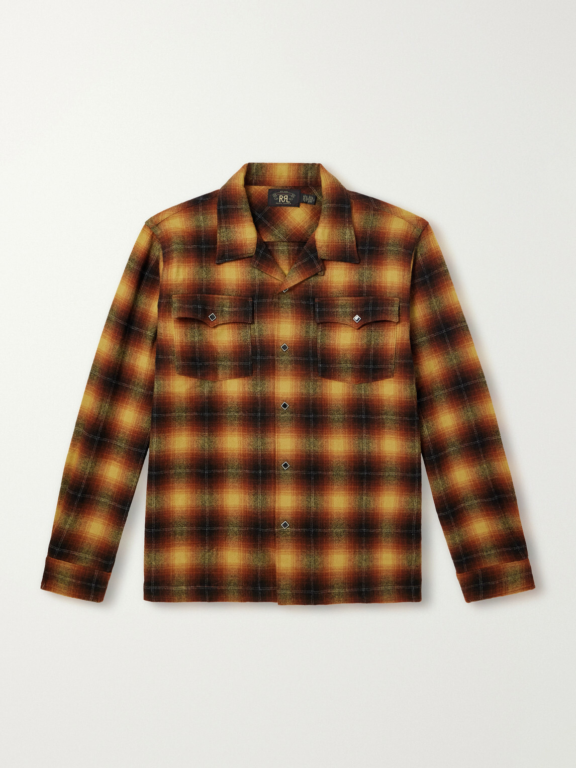 RRL - Jesse Checked Wool-Blend Flannel Shirt - Orange