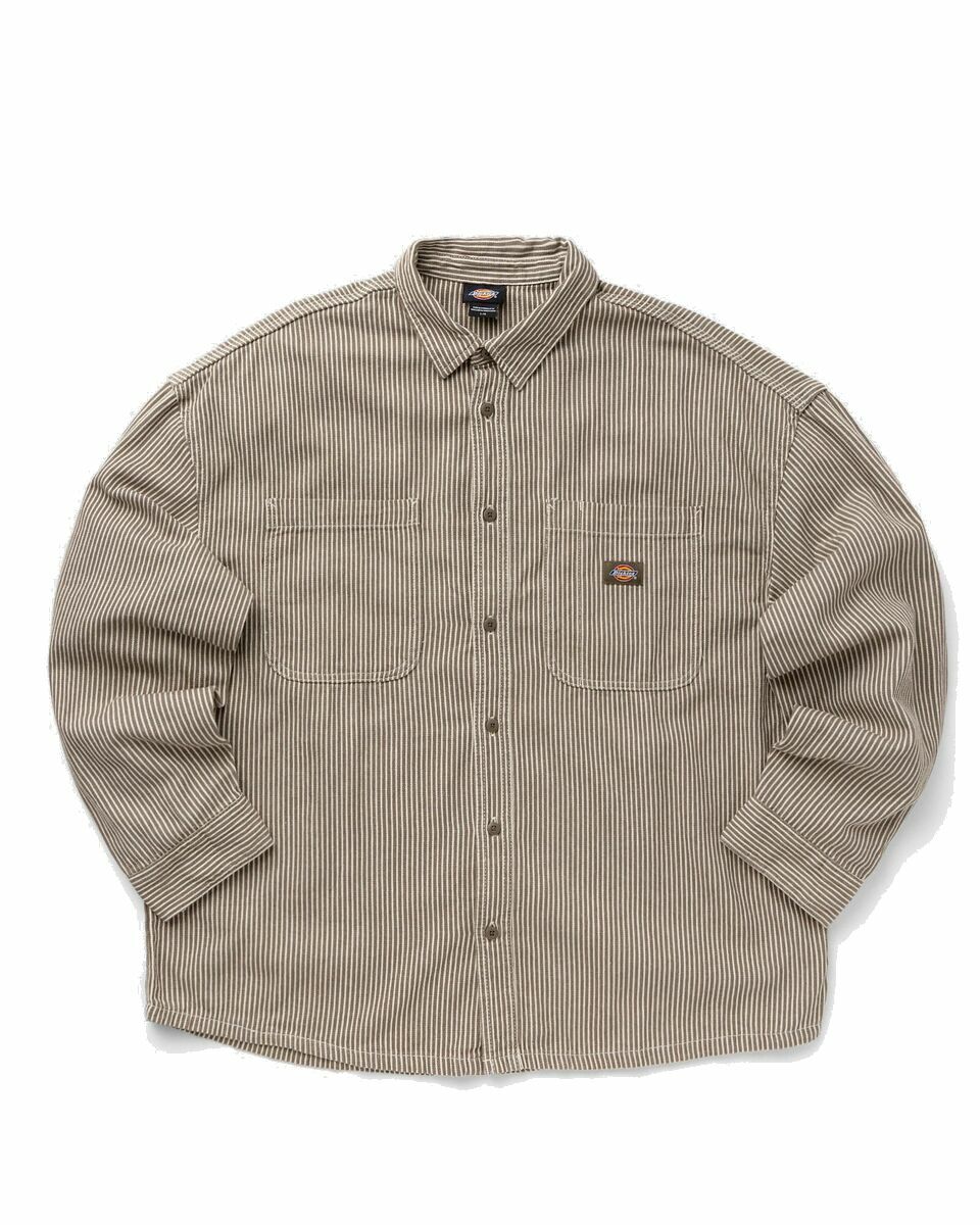 Photo: Dickies Hickory Shirt Ls Beige - Mens - Longsleeves