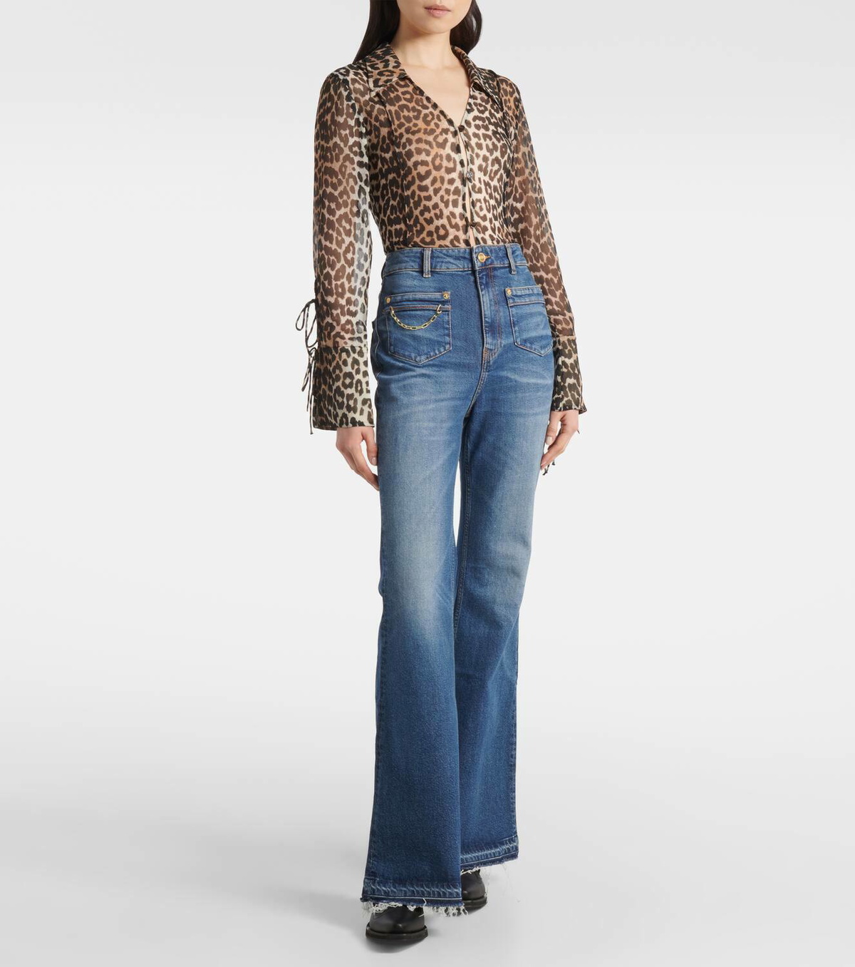 Ganni Blue Future Goddi high-rise flared jeans GANNI