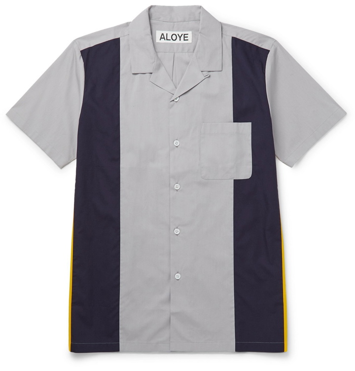 Photo: Aloye - Camp-Collar Colour-Block Cotton Shirt - Gray