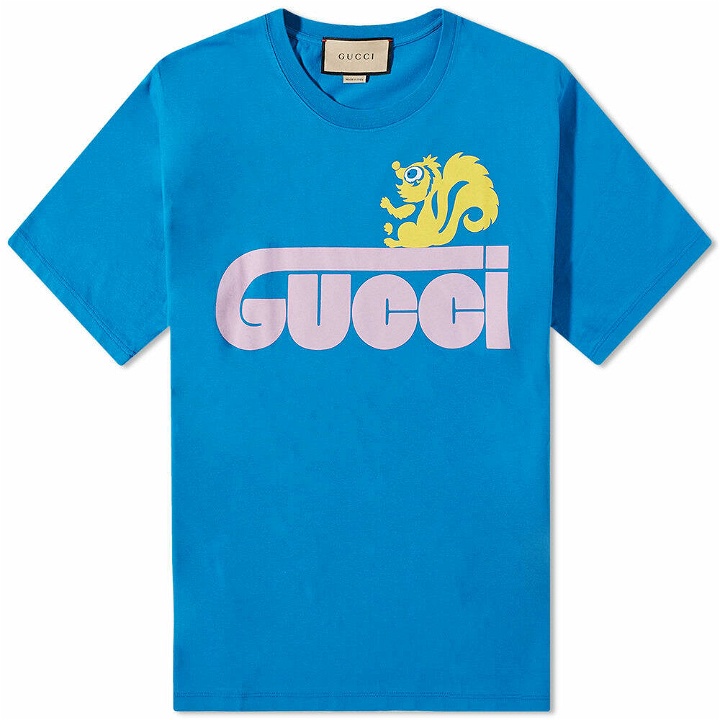 Photo: Gucci Men's Animal Logo T-Shirt in Blue